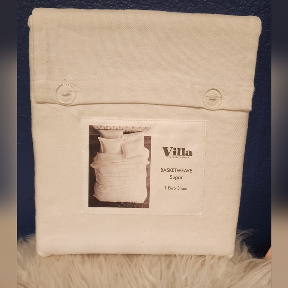 Villa x Noble Excellence Euro Sham in basketweave sugar 26x26 - Picture 1 of 5